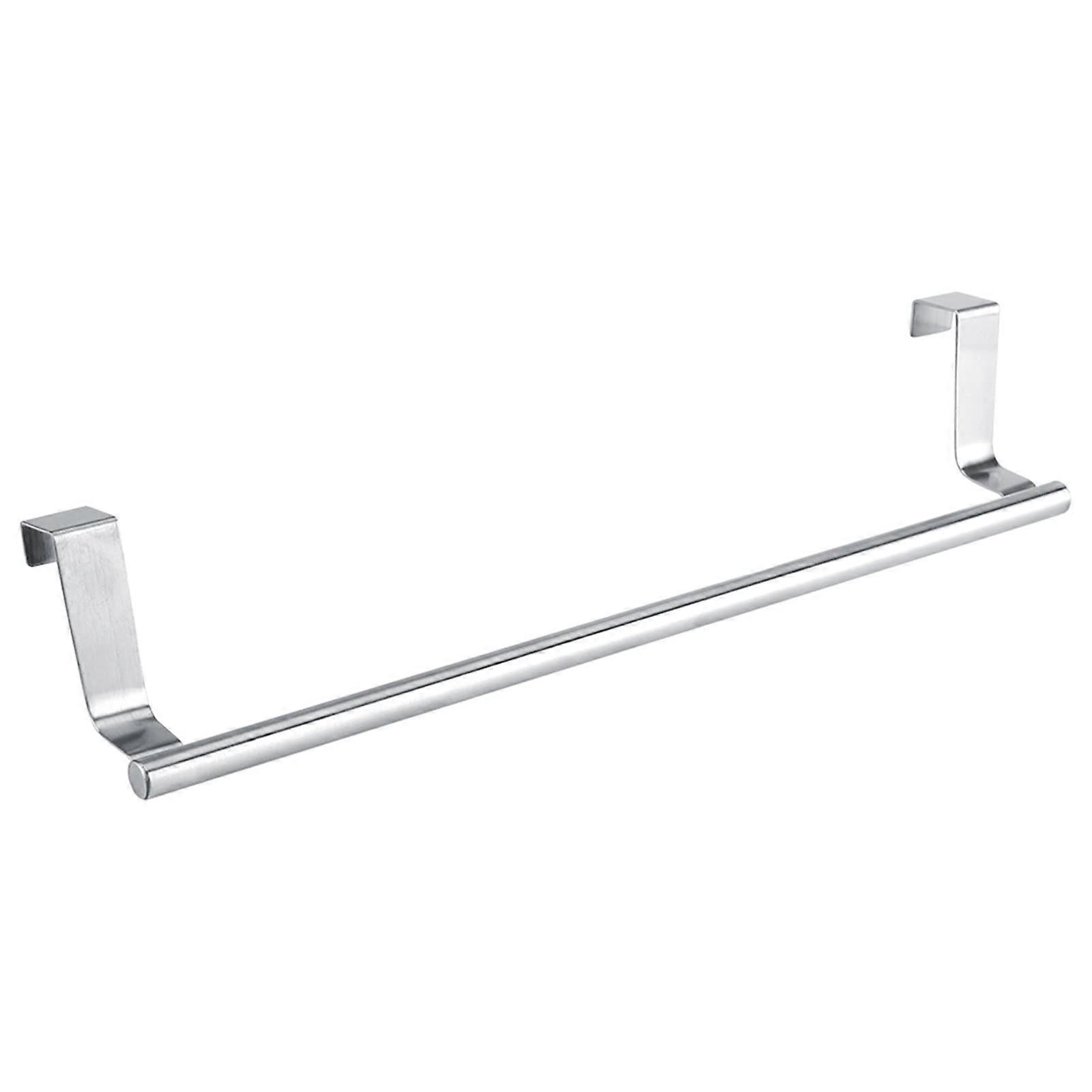 Towel Rail No-Drill Over-Door Rack, Silver Finish, Long Type, Space-Saving Organizer For Bathroom And Kitchen