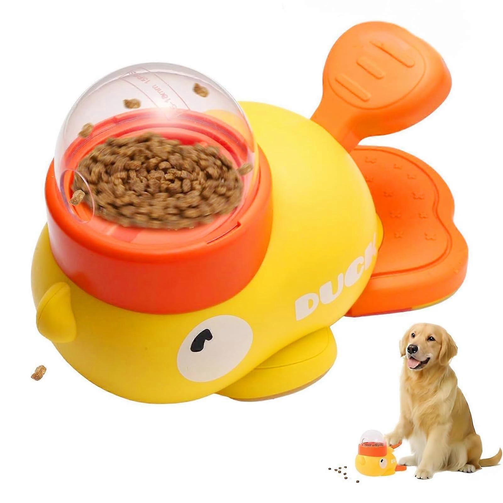 Dog Toy Intelligence 2-in-1 Interactive Duck Shape Slow Feeder for Dogs, Yellow Pet Feeder, Durable Design