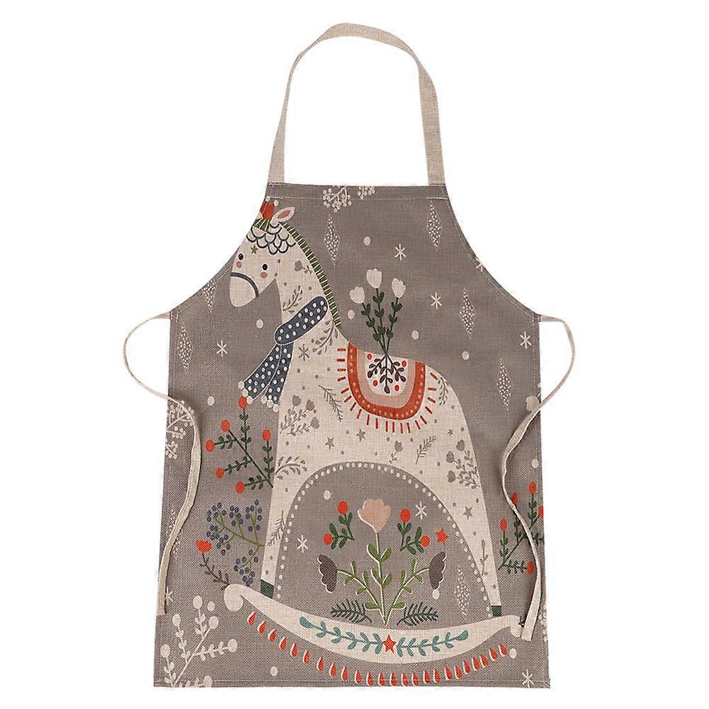Kitchen Apron Cotton Linen Apron Adjustable String Cooking Apron