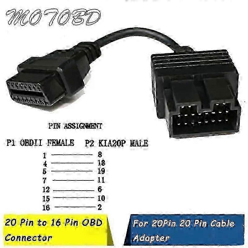 Καλώδιο OBDTool OBD-II για Kia 20 καρφίτσα στο διαγνωστικό εργαλείο προσαρμοστών 16 καρφιτσών