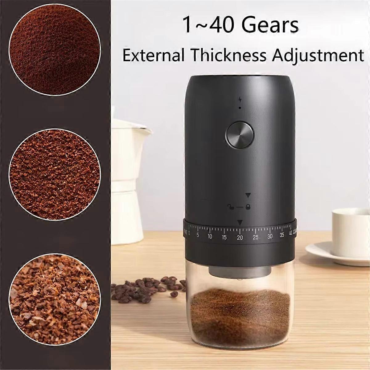 Portable Electric Coffee Grinder 40 Gears Adjustment One-Button Start