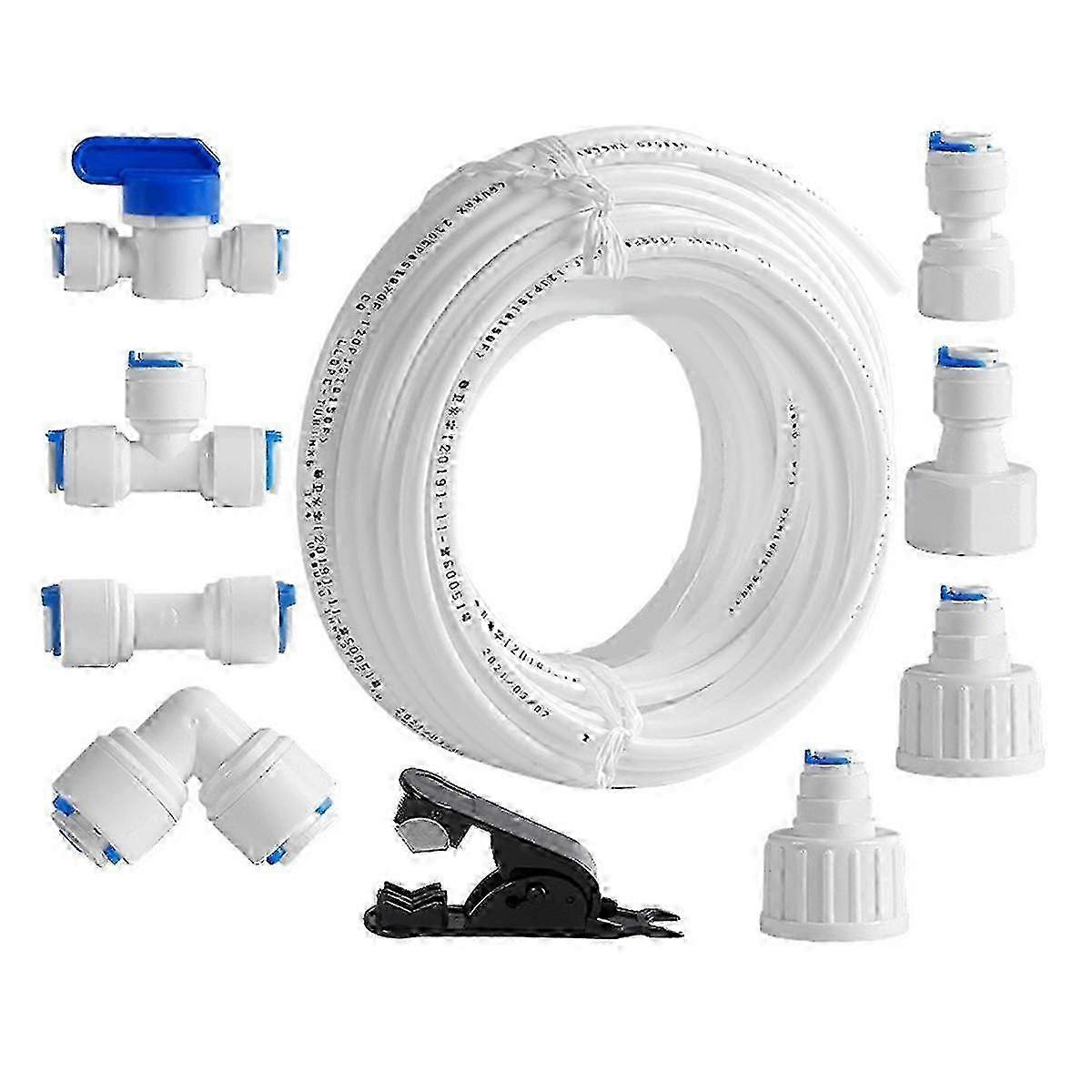 Refrigerator Water Line Kit Connection and Compression Ice Maker Installation Kit,OD Tubing with Quick Connect Edition 0820