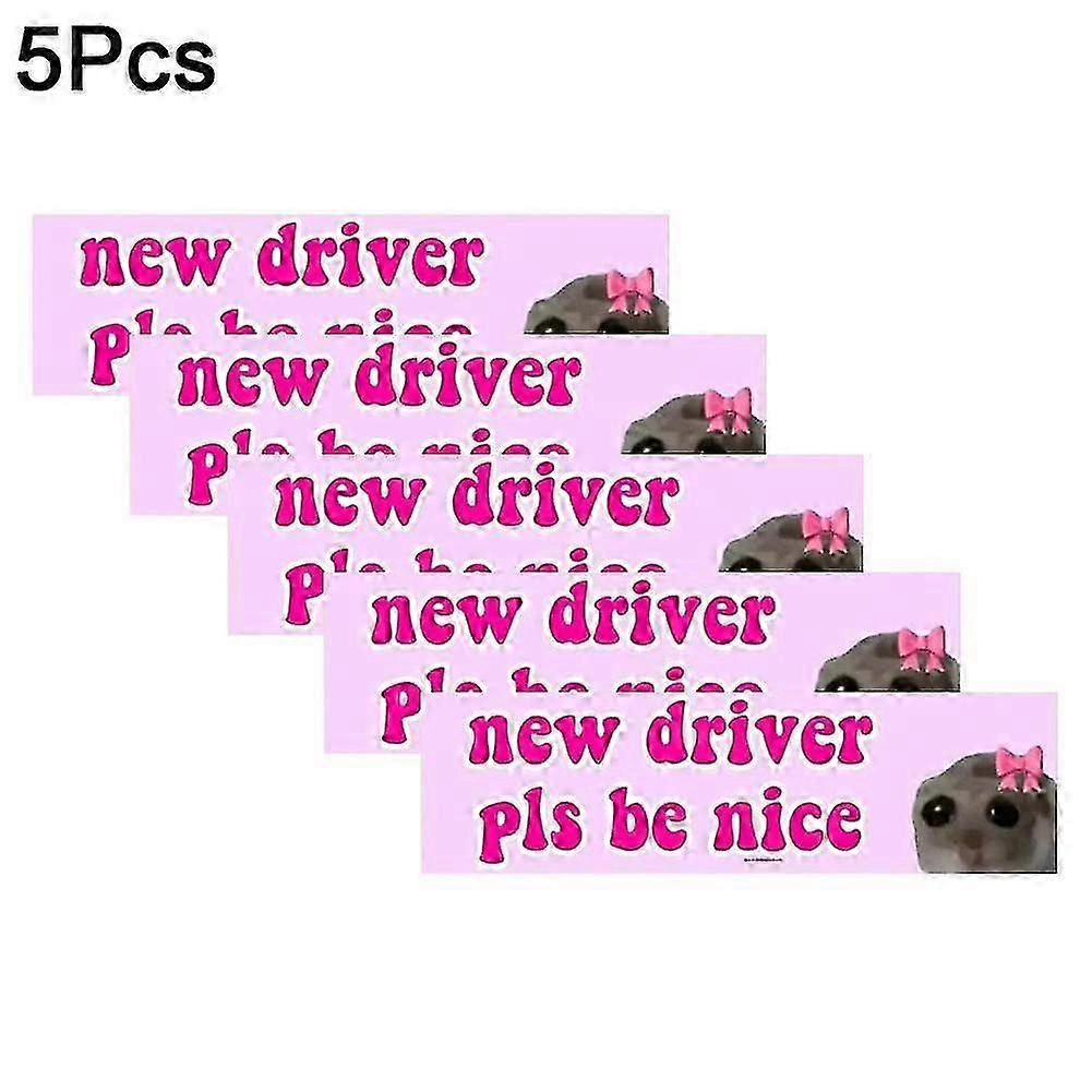 New Driver Pls Be Nice Car Sticker, Bumper Sticker Magent Funny Sticker