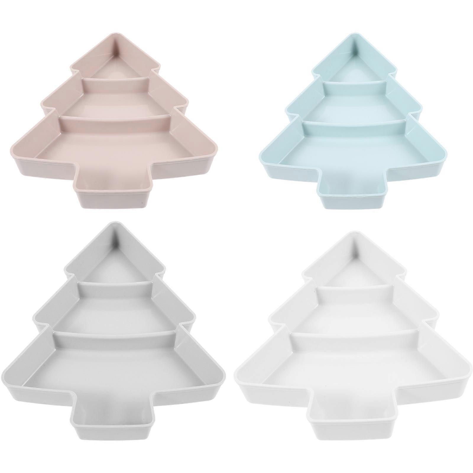 Christmas Tree Decorative Plate for Holiday Snacks Storage 4Pcs