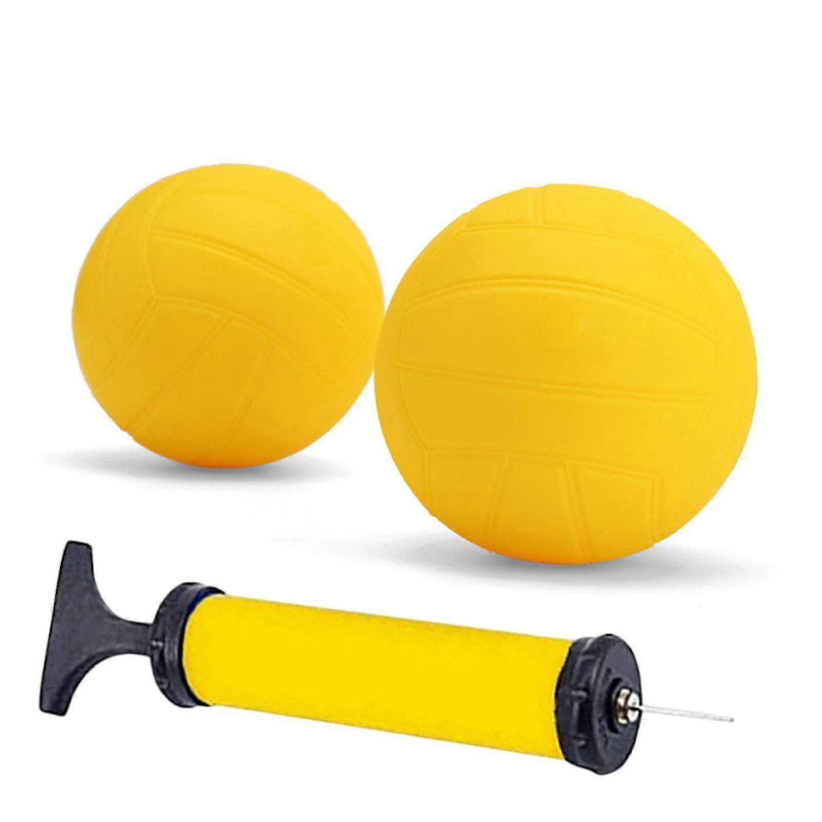 Spike Replacement Balls for Mini Volleyball - Strong Soft Yellow Roundnet Game Balls with Air Pump for Pool, Lawn, Beach, and Backyard