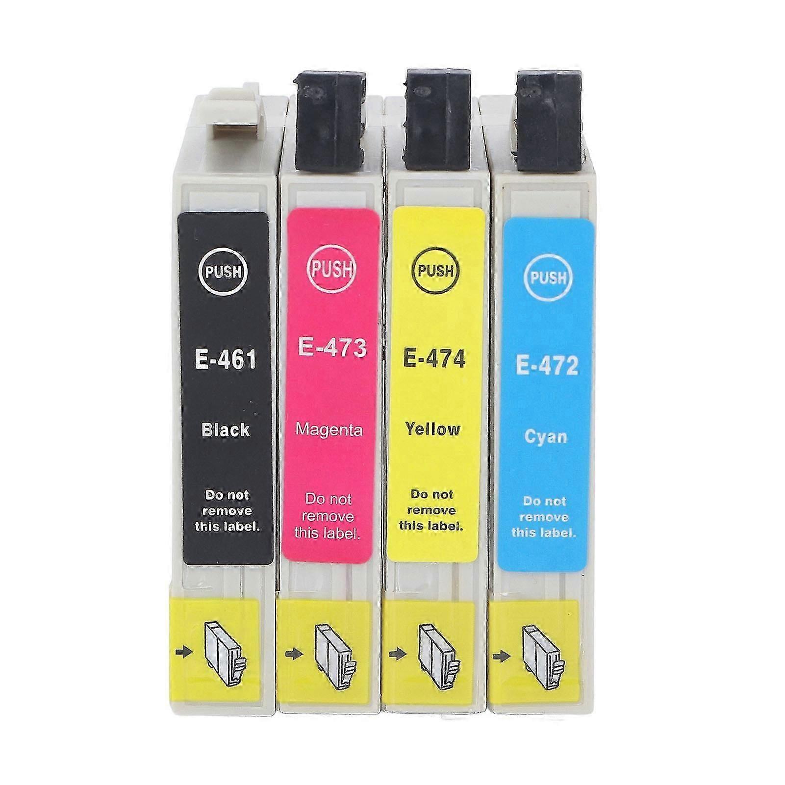4PCS Ink Cartridge Colorfast Smooth Output Large Capacity BK C M Y Cartridge Combo Pack for Printer T0461 T0472 T0473 T0474