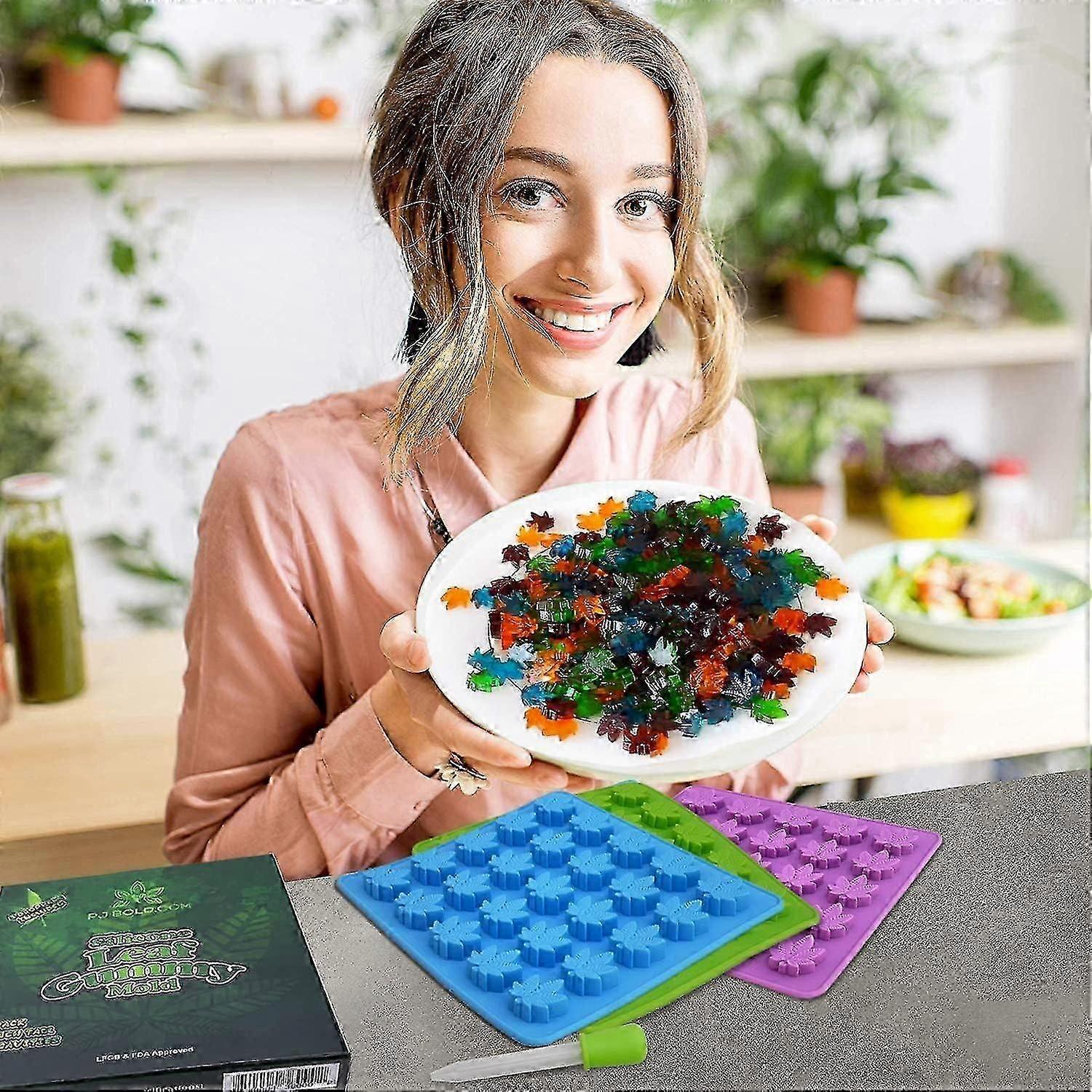 Silicone Gummy Candy Molds Leaf Design Novelty Gift Set - 3 Pack