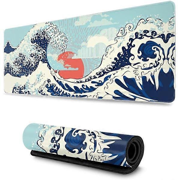 Mouse Pad Japanese Storm Ocean Waves Gaming Mouse Pad Extended Large Mouse Pad Desk Mat Stitched Edge