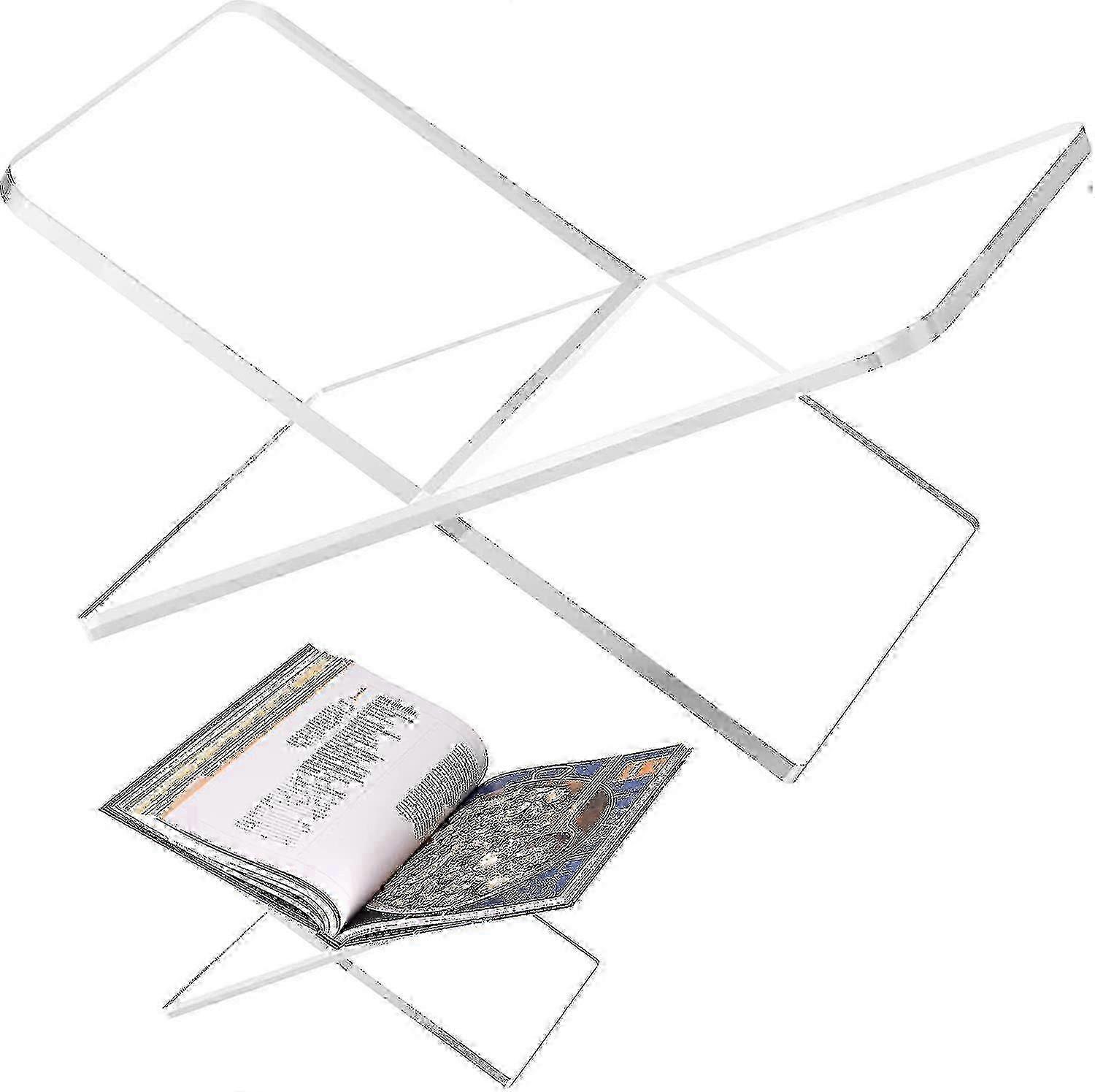 Transparent Acrylic Book Display Stand - Sturdy Reading Holder for Large Books--Transparent
