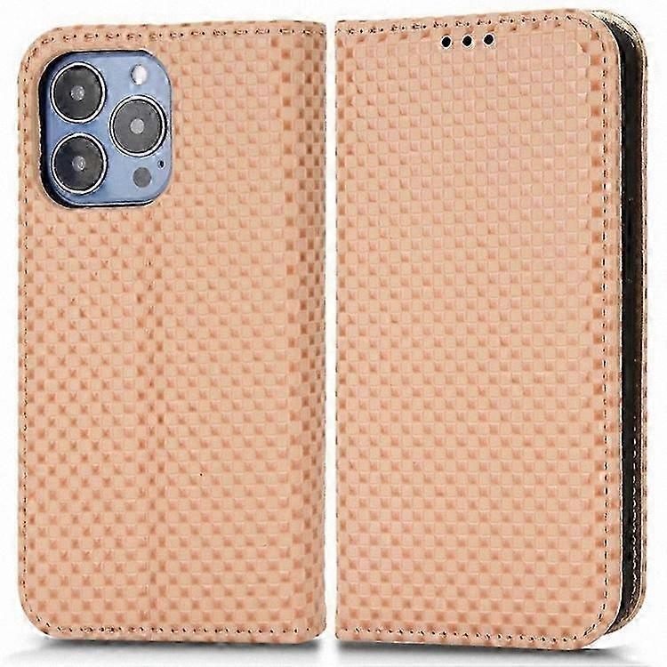 Magnetic Closure Wallet Case, 6.7" PU Leather Protective Cover with Grid Texture for 13 Pro Max