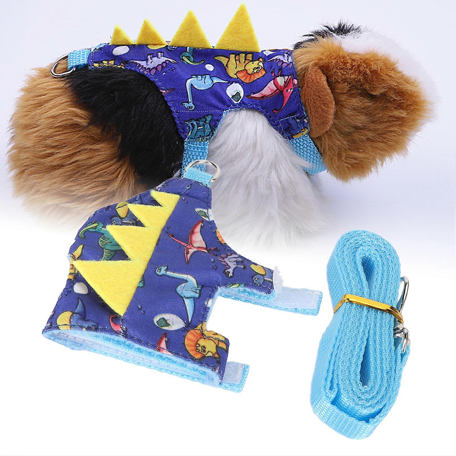 Ferret Harness Leash Adjustable Soft Comfortable Cute Guinea Pig Vest Harness with D Ring for Small Animals Dinosaur Kingdom 
