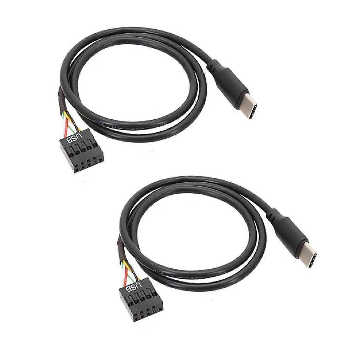 2Pcs USB 9Pin to USB Type C Cable for Computer Motherboard to USBC Secondary Screen PC LCD Screen 9