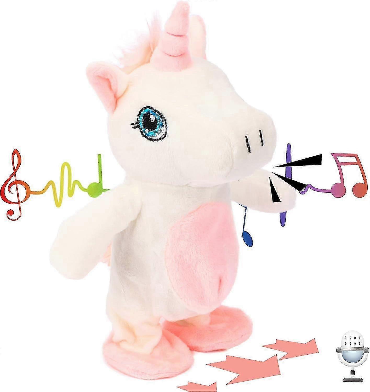 Talking Unicorn Repeats What You Say Walking Electric Interactive Animated Toy Speaking Plush Buddy Gift for Toddlers Birthday, 9.5'