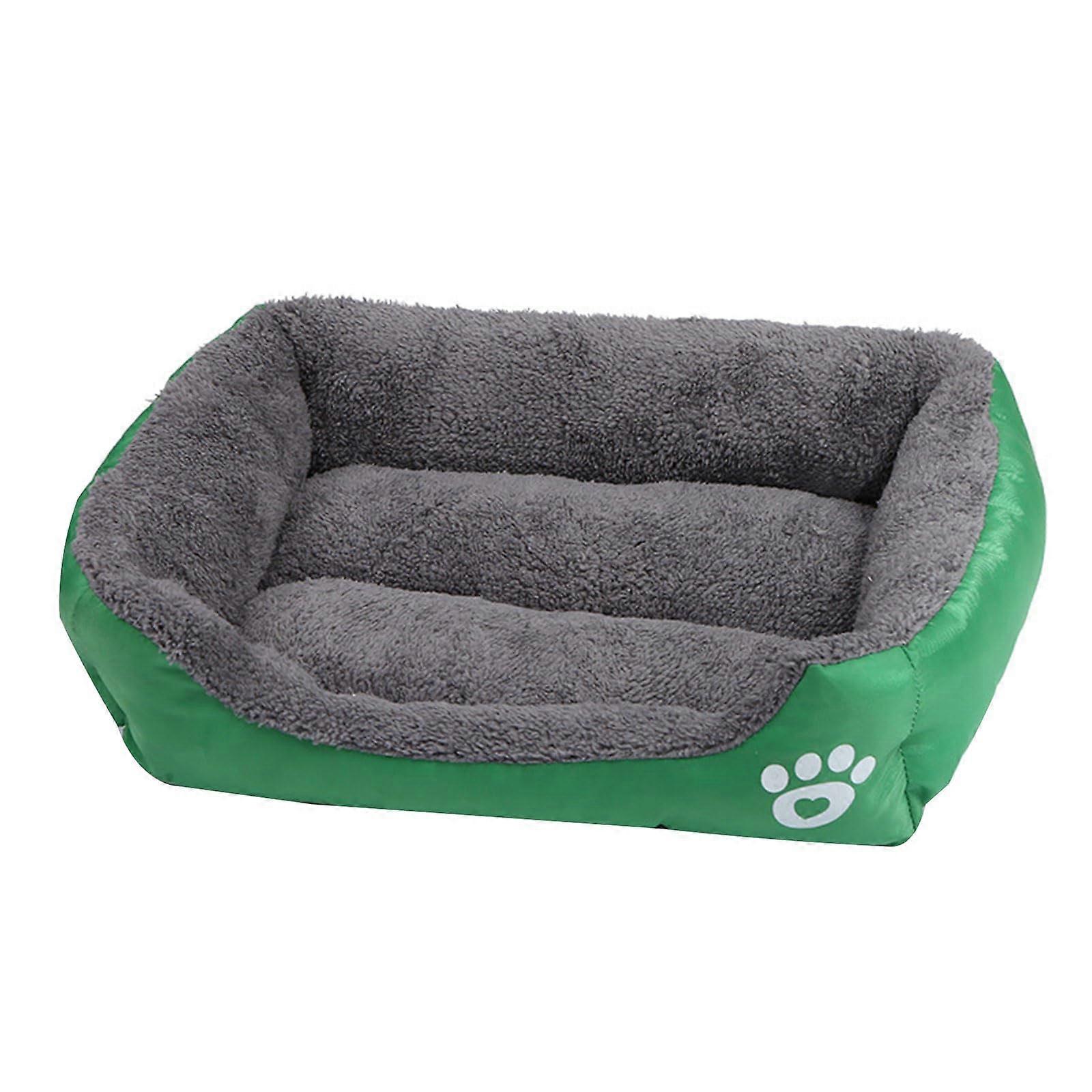 Pet Bed With Soft Furry Cushion For Puppy Grass Green Dog Sofa Nest