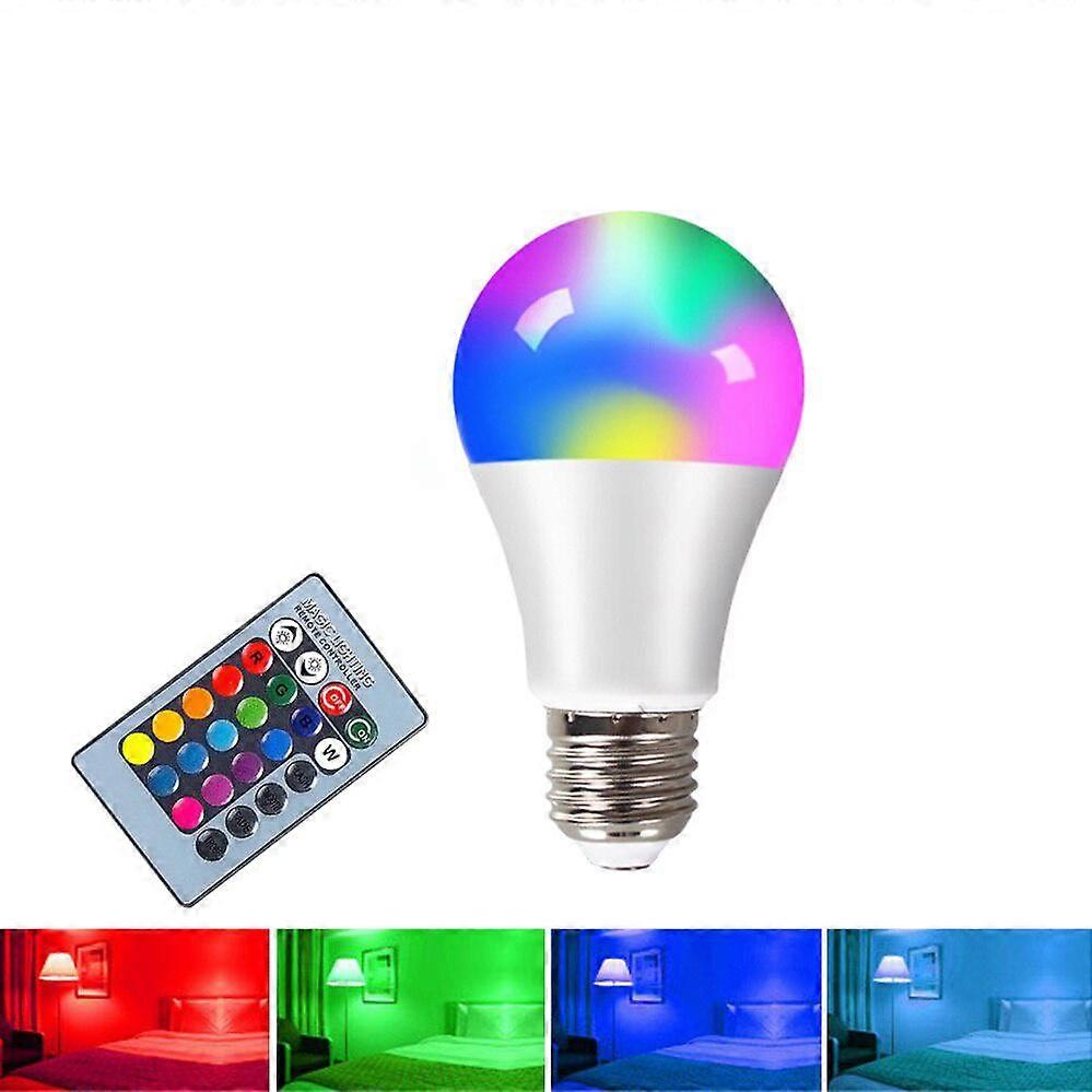 E27 RGBW LED Bulb Light 10W Lampada Changeable Colorful 24Key RGB LED Lamp with IR Remote Control 85-265V