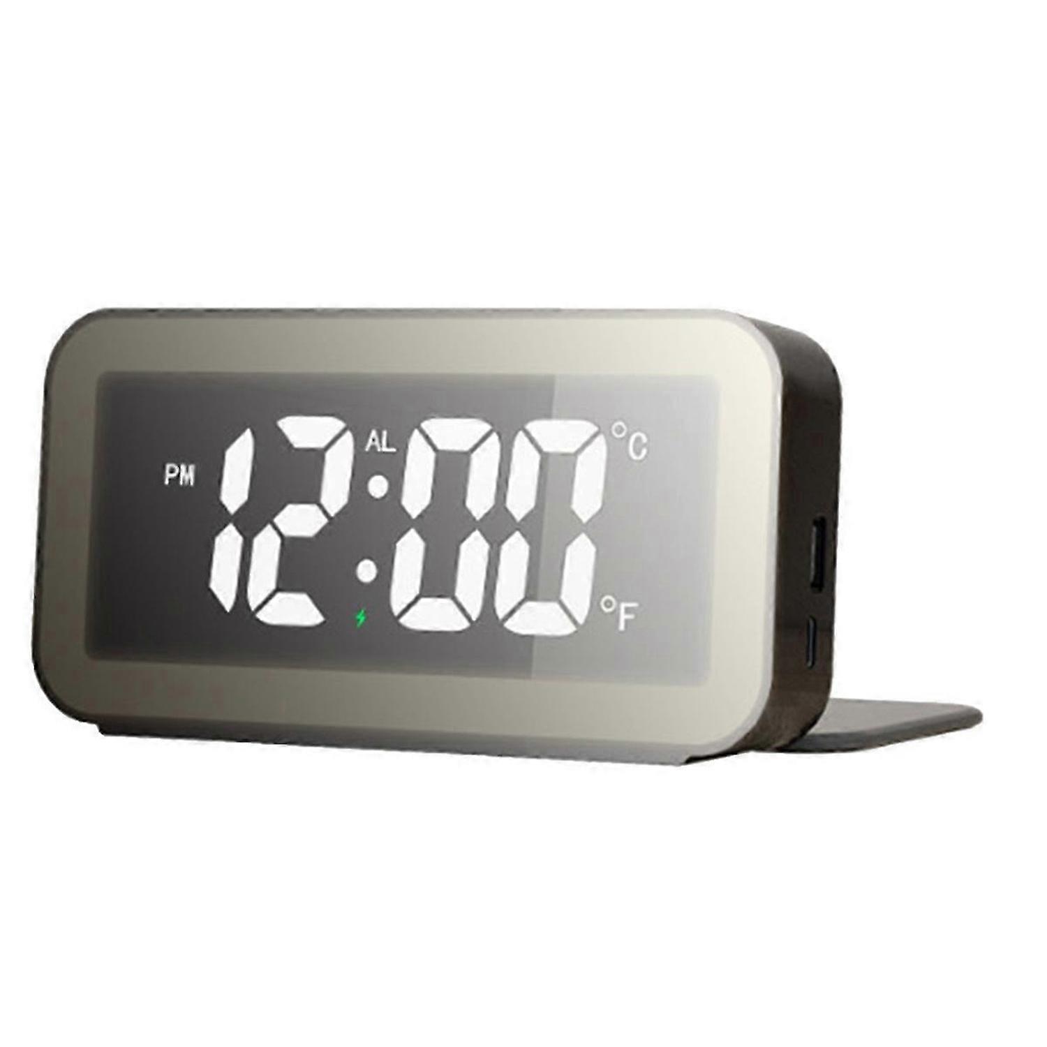 Digital Alarm Clock,Alarm Clock with Wireless Charging,Night Light, A
