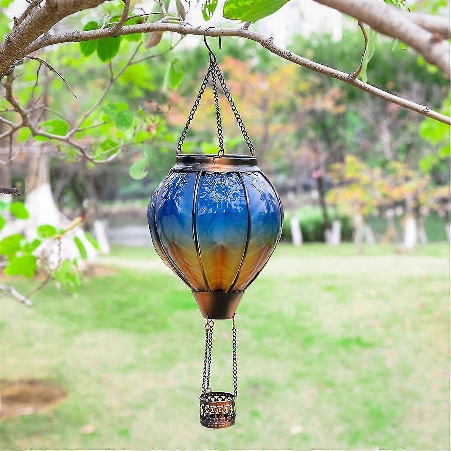 Hot Air Balloon Solar Lantern with Flickering Flame Light
