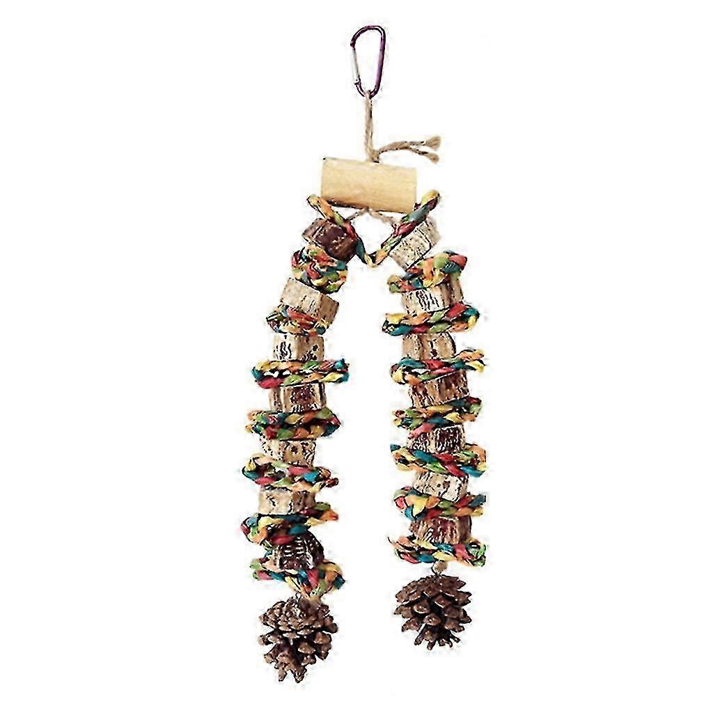 Wooden Block Bird Toy Bird Cage HangingPinecones Block Toy Birdcage Accessories Budgies Chewable Toy Macaws Pecking Toy