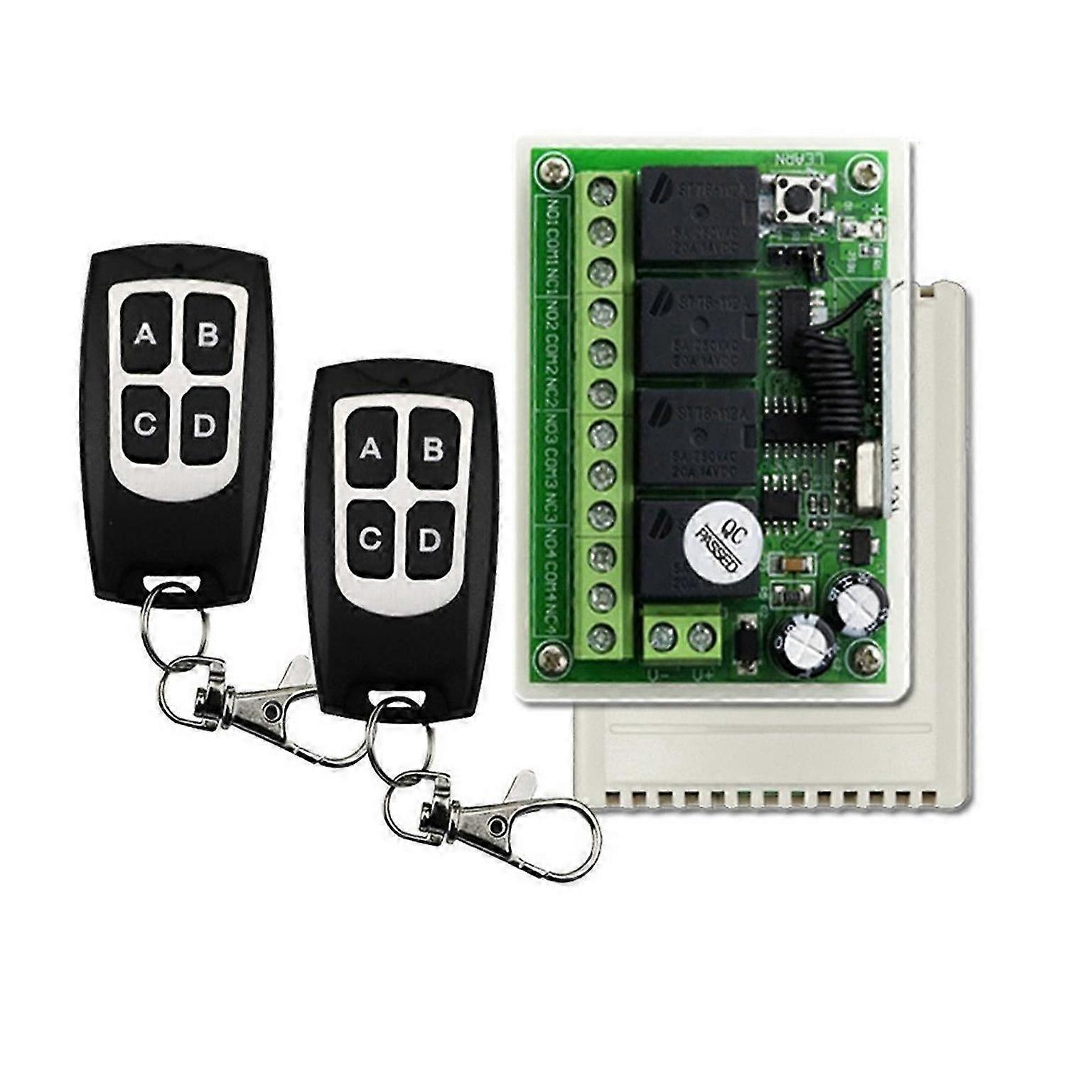 433MHz 12V 24V Relay Module Receiver with 2xTransmitter RF Wireless Remote Control Switch for Garage