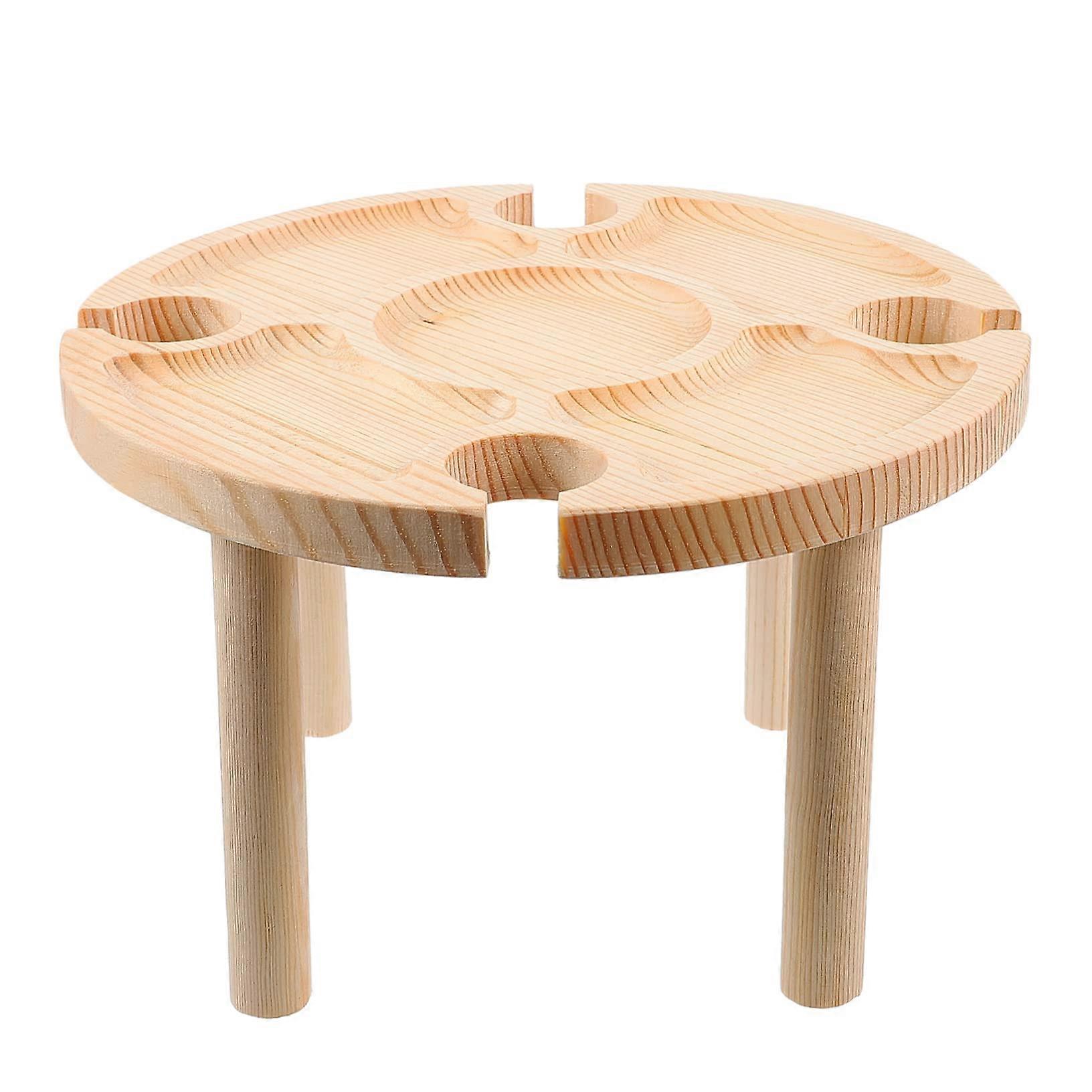Portable Snack Table - Wooden Wine Table for Outdoor Picnics, Household Snacks, and Dessert Serving, Compact and Lightweight Design