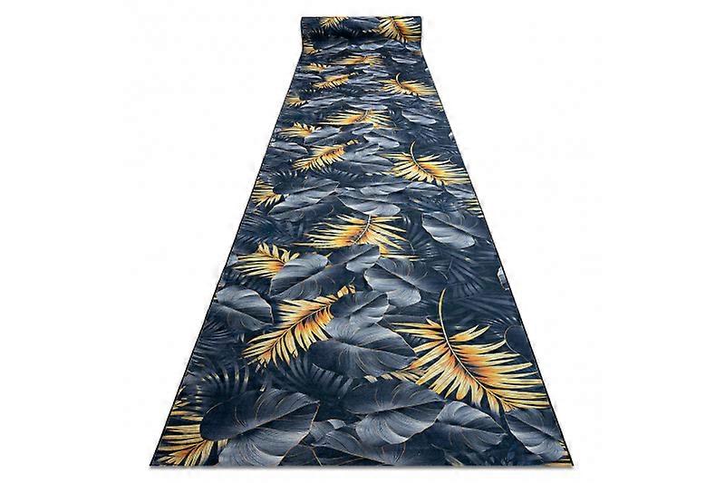 Runner anti-slip LOTUS FERNS 45270 Leaves grey / gold WASHABLE 80cm