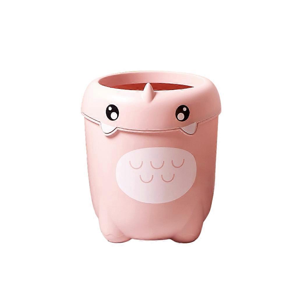 Trash Garbage Waste Can Solid Color Animal Pattern Replacement Lidless Household Dormitory Dustbin Container Pink