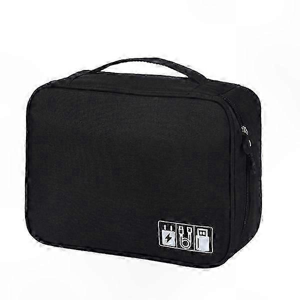 Waterproof Storage Bag for Electronics, Adjustable Compartments, Large Capacity, Durable Design (Black)