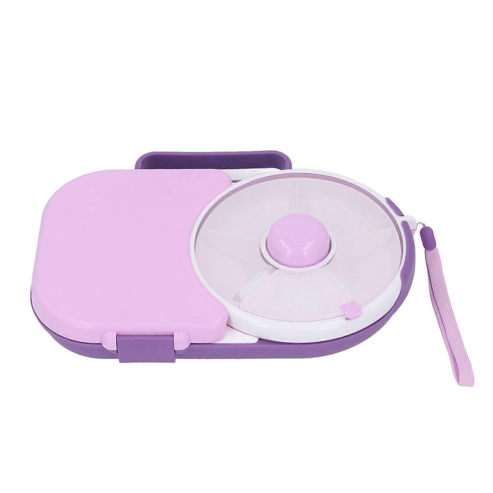 Snack Rotating Container Portable Rotating Snack Box Kids Lunchbox with Snack Flip for Home School Office Purple