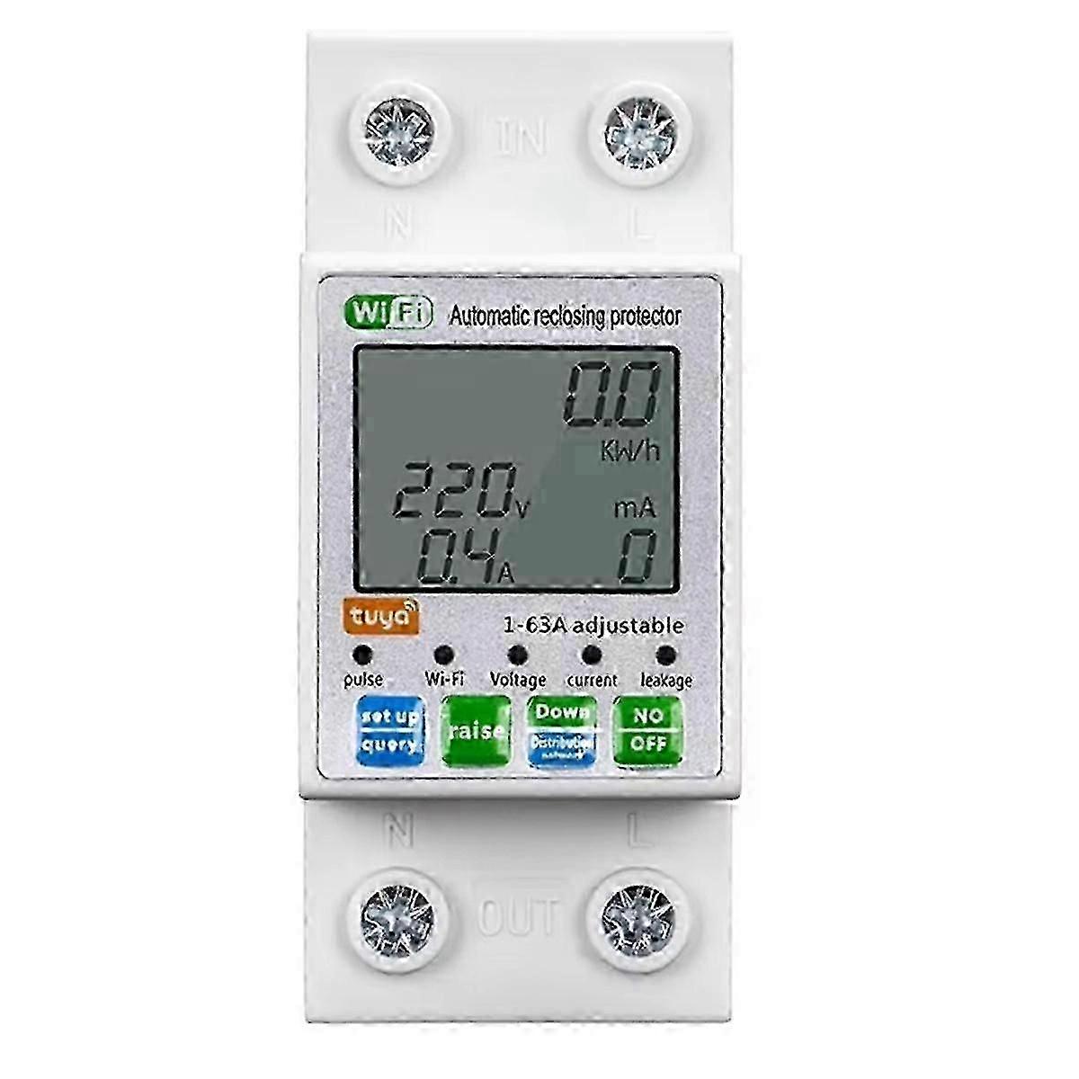 Manual Automatic Smart Zigbee Switch Remote Control Reclosing 63A Smart Circuit Breaker Wifi Digital Display Earth Leak