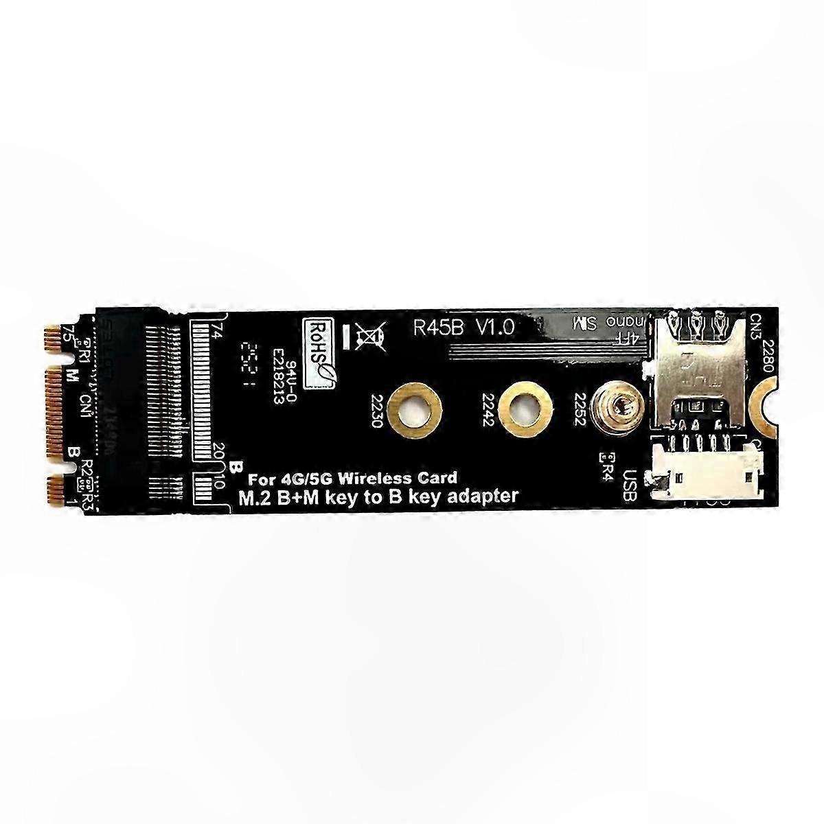 Adapter for M.2 2280 B & M-Key to B-Key with NanoSIM Support for 3G/4G/5G Modem Cards and LTE Modules 3042 3052 Wireless Card Converter