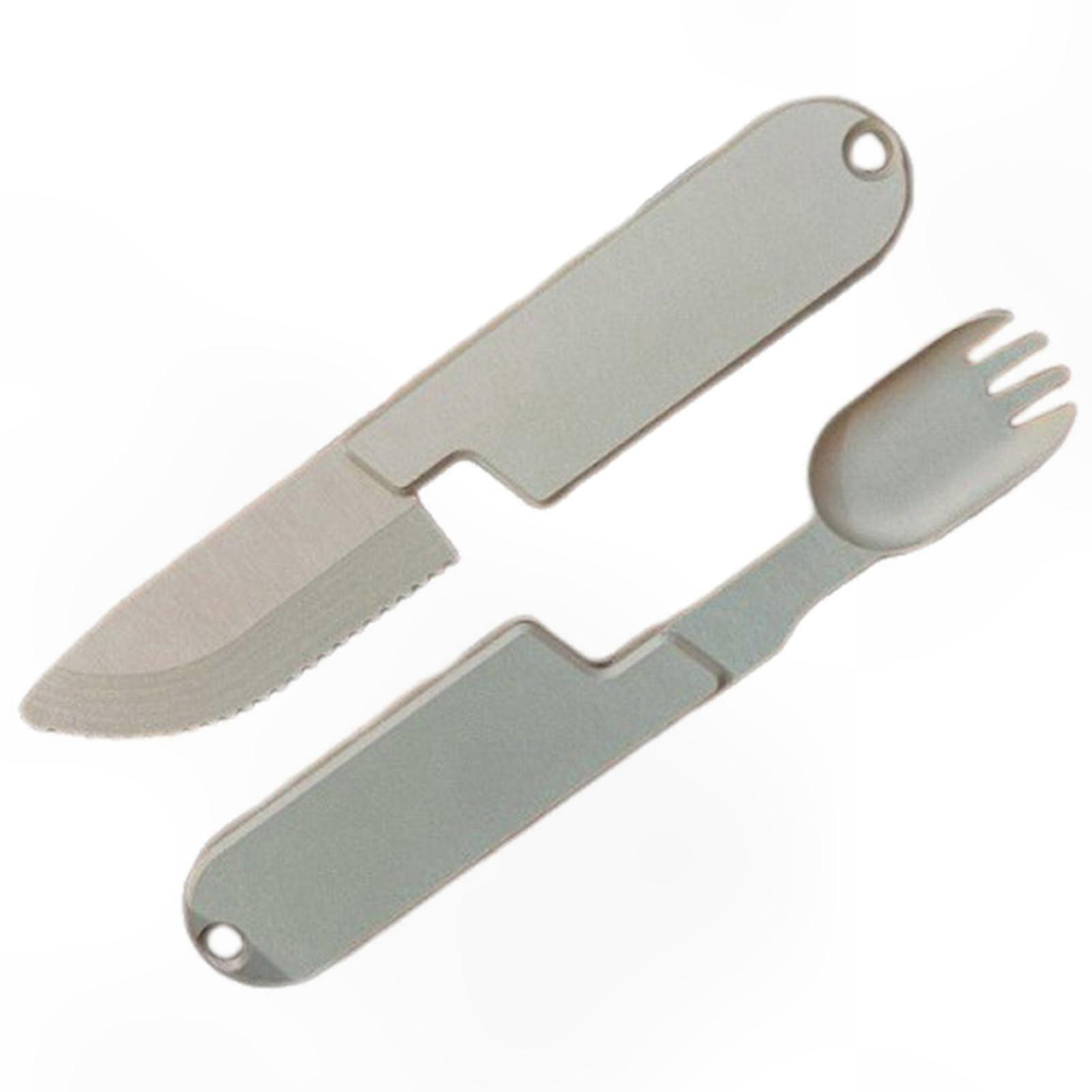 Compact Camping Cutlery Set - 2-in-1 Fork and Knife Combo for Outdoor Adventures