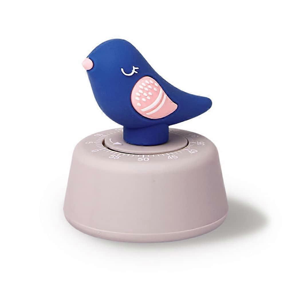 Cute Blue Bird Timer, Mechanical Wind-Up 60-Minute Countdown for Kids, Kitchen, Classroom, Study & Cooking