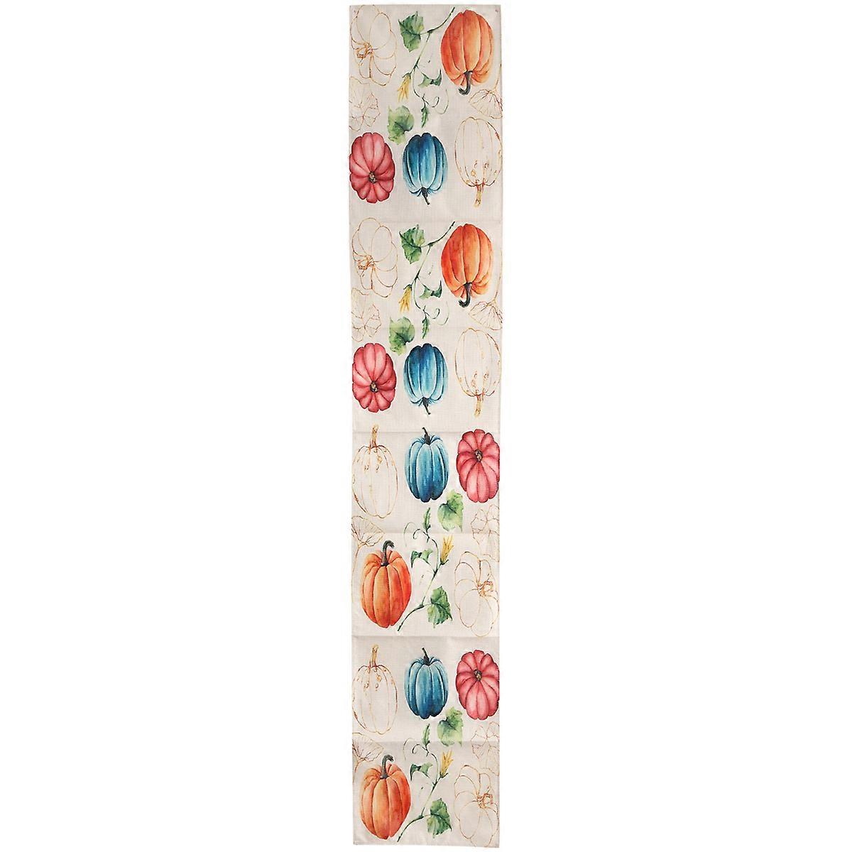 Fall Eucalyptus Leaves Pumpkins Table Runner, Table Decoration B