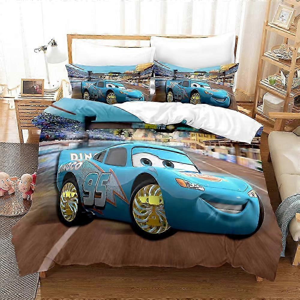 v4915 Bed Sheets Bedding Lightning Mc-Queen 3 PCS Comforter Set with 2 Pillowcases,Lightning Mc-Queen Bedding Set Sheet Set for Kids Adults,All Seaso