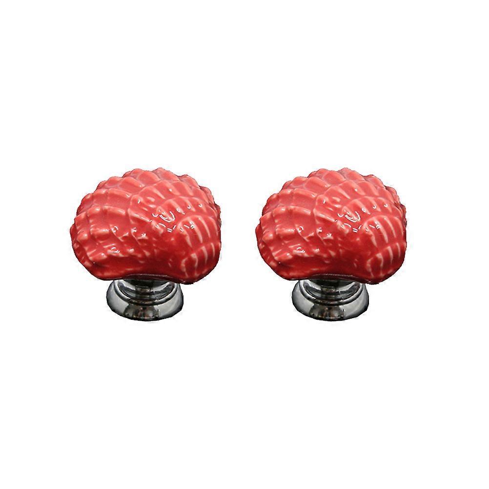 Creative Drawer Knobs Ceramic Door Knobs 8 Pcs Shell Design Red Functional Handle For Storage Furniture
