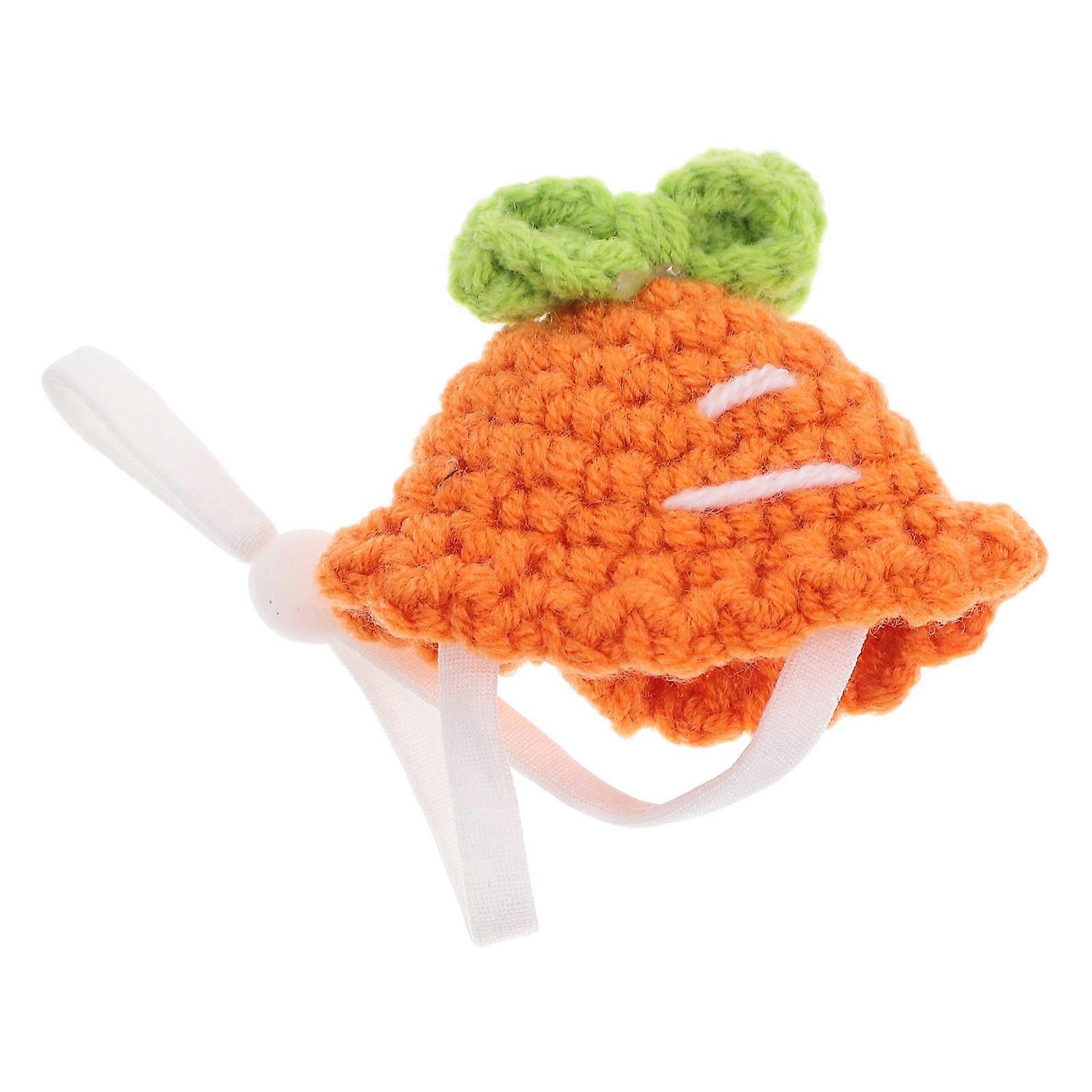 Small Pet Hat for Wearing 2Pcs Knitted Hamster Hat Decorative Orange
