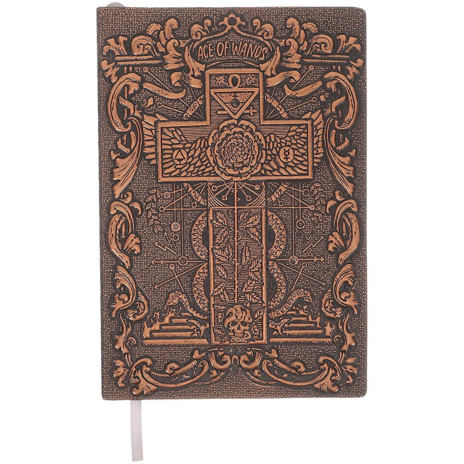 Vintage Book for Writing Use 2Pcs Retro Embossed Dark Red Journal