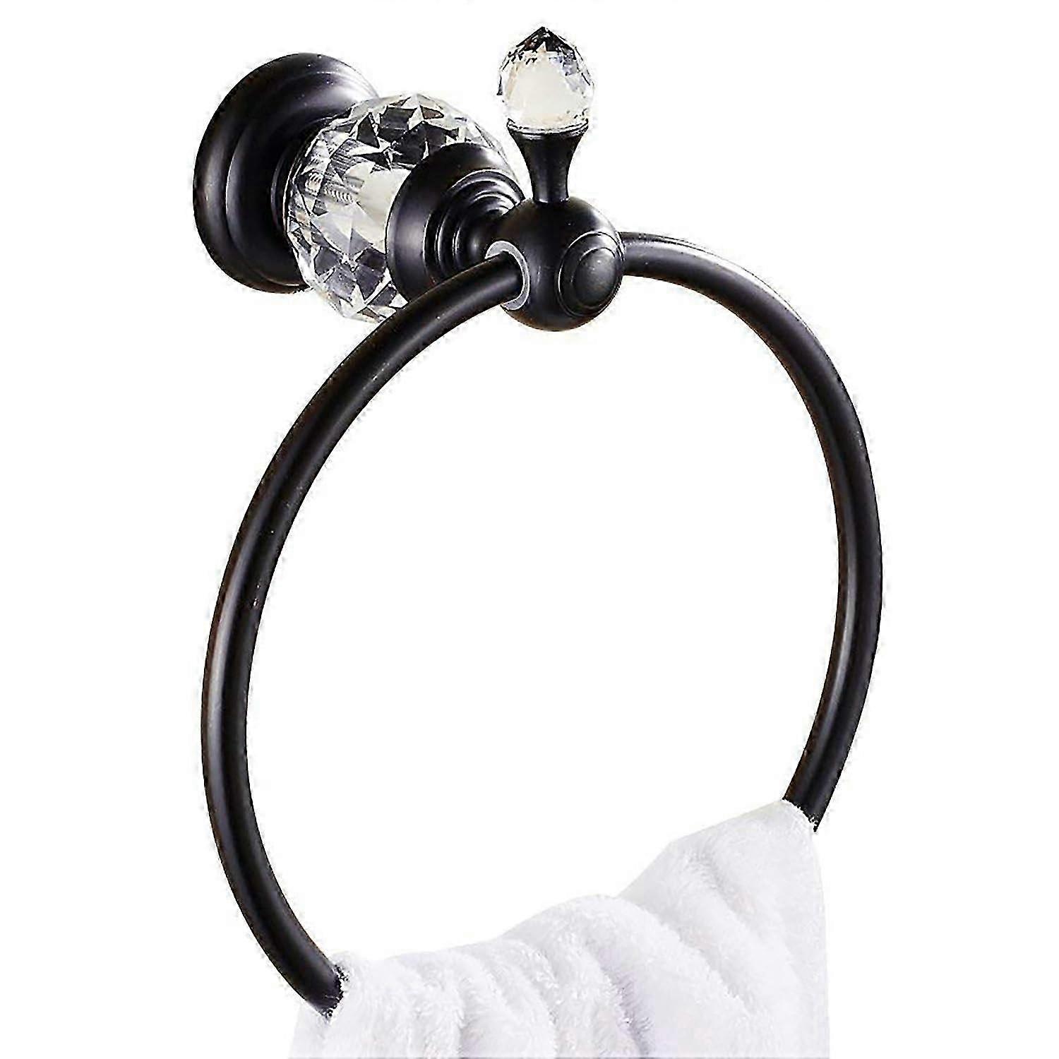 Crystal Series Towel Ring, Brass, Black 2025