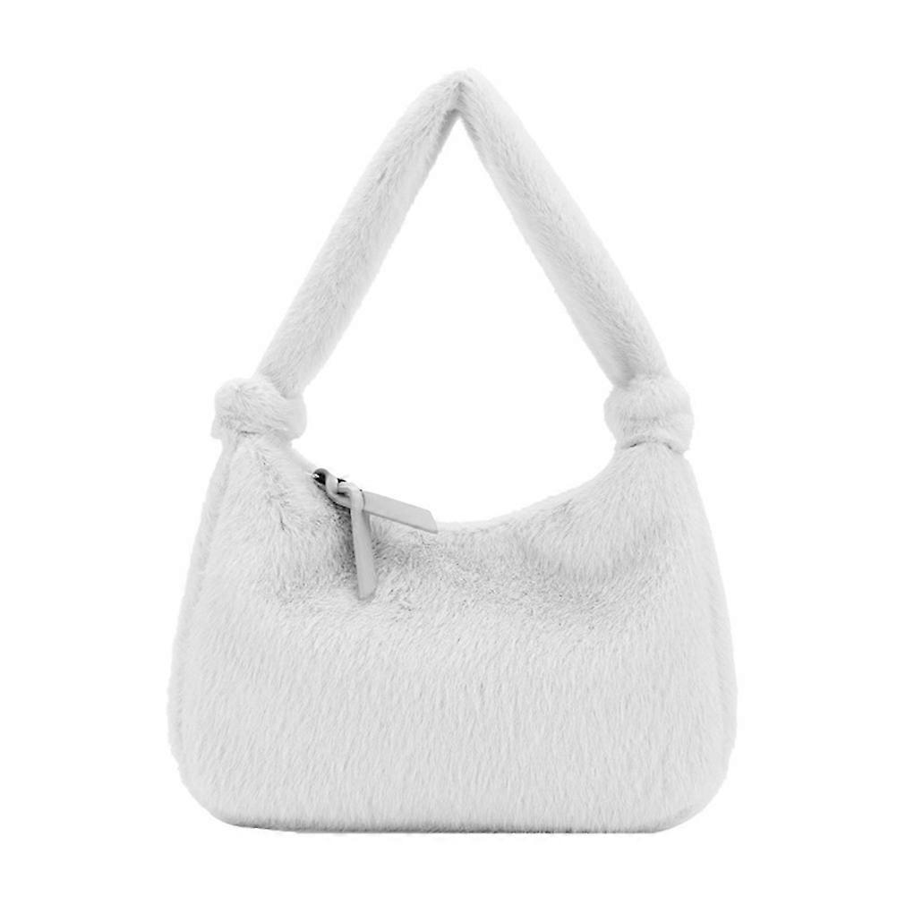Artistic Bag Plush Handbag for Storage Use 3Pcs White Lightweight