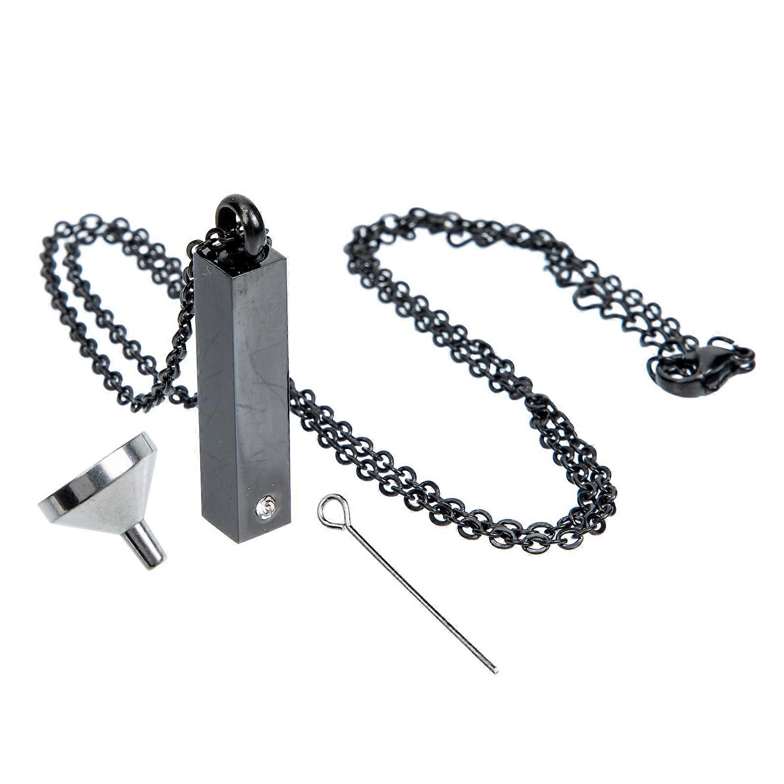 Urn Necklace Black Cremation Pendant for Ashes with 5Sets Keepsake