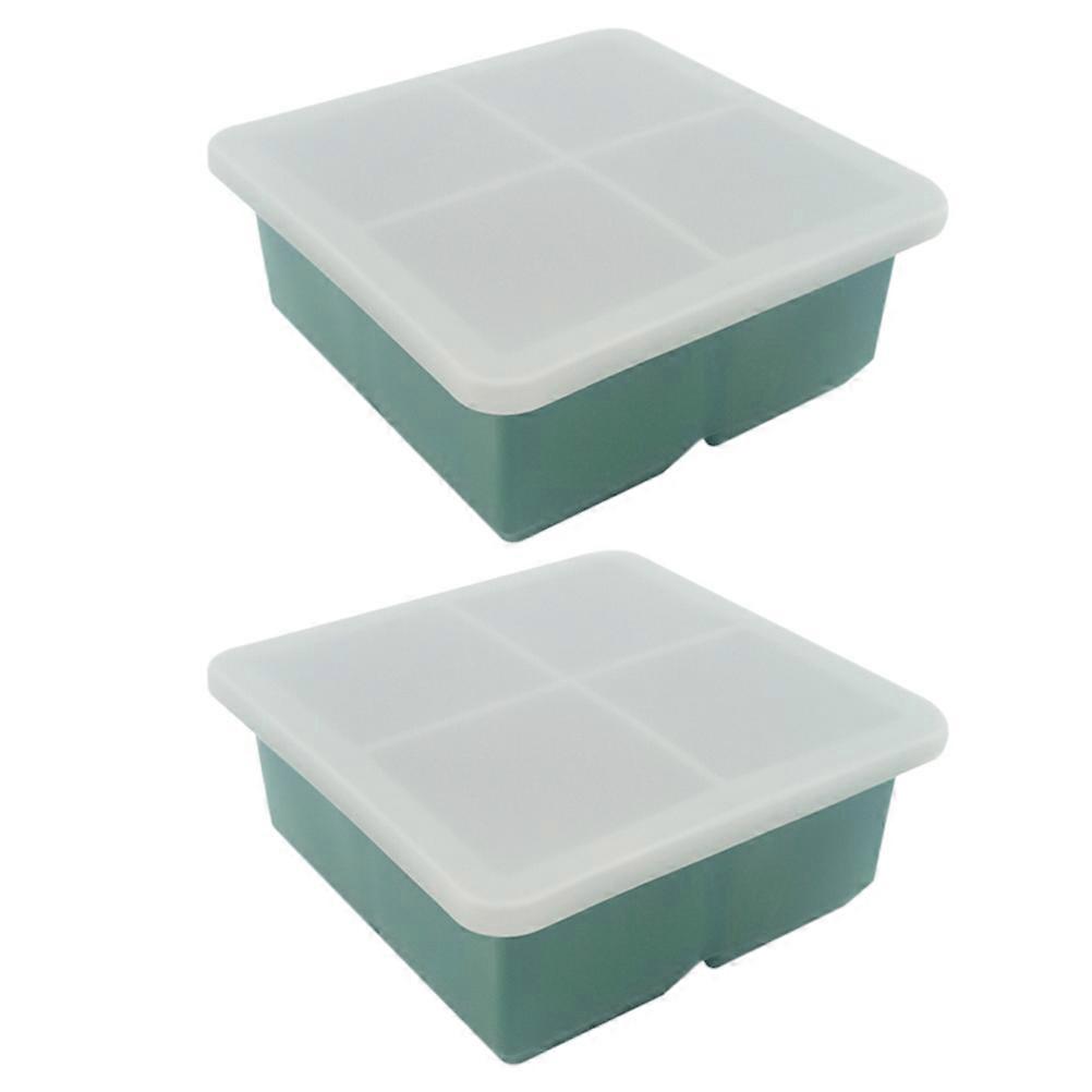 Ice Making Box Silicone Square Ice Containers for Coffee Cooling Juice Chilling Home Users 11.4x11.4CM 2Set