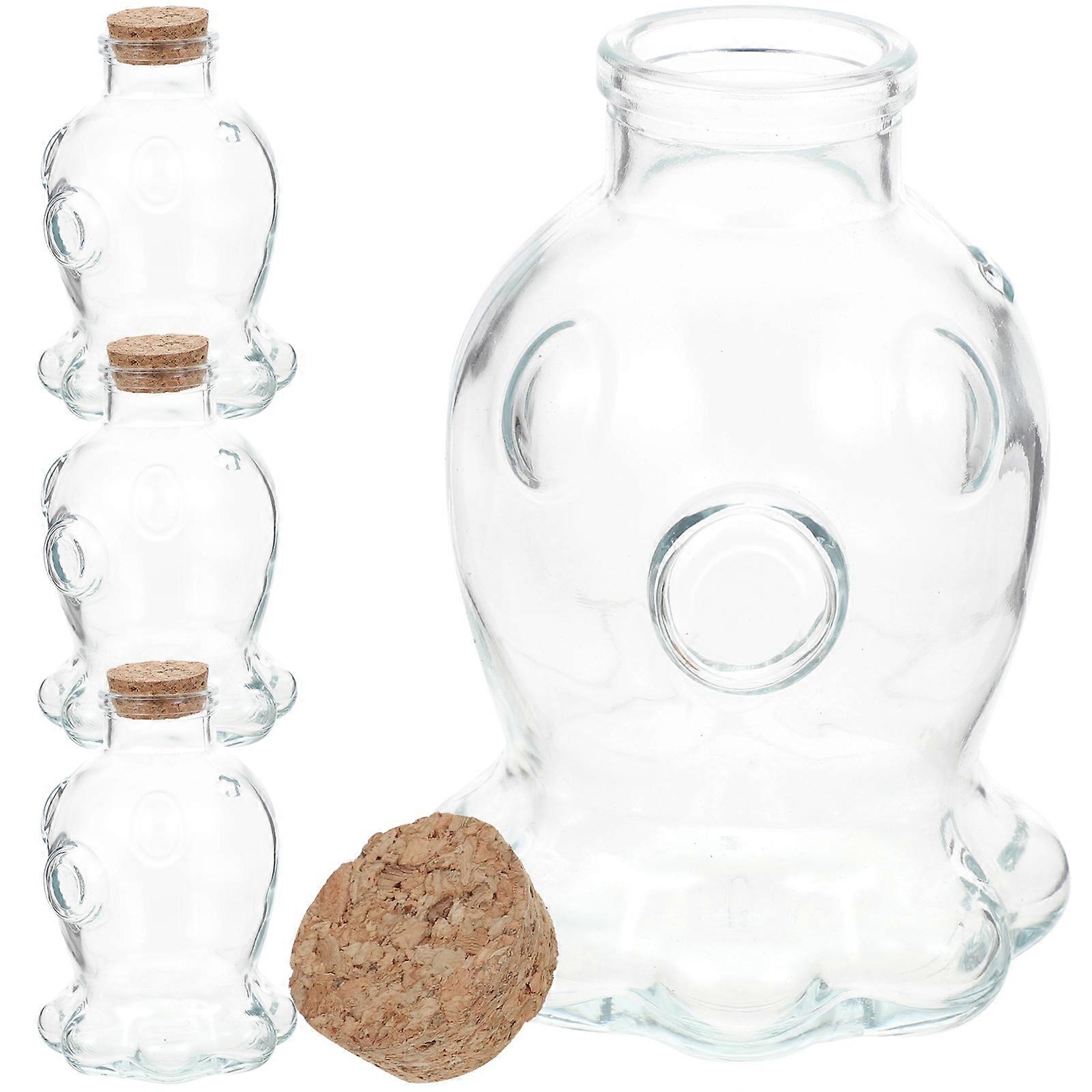 4Pcs Multi-Functional Wishing Bottles Glass Containers For Gifts And Messages With Cork Stoppers Transparent