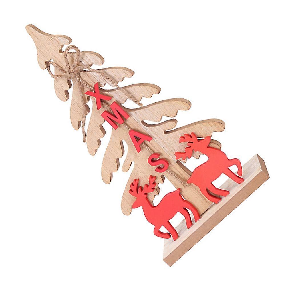 Decorative Xmas Tree Ornament for Home 2Pcs Wooden Christmas Tree