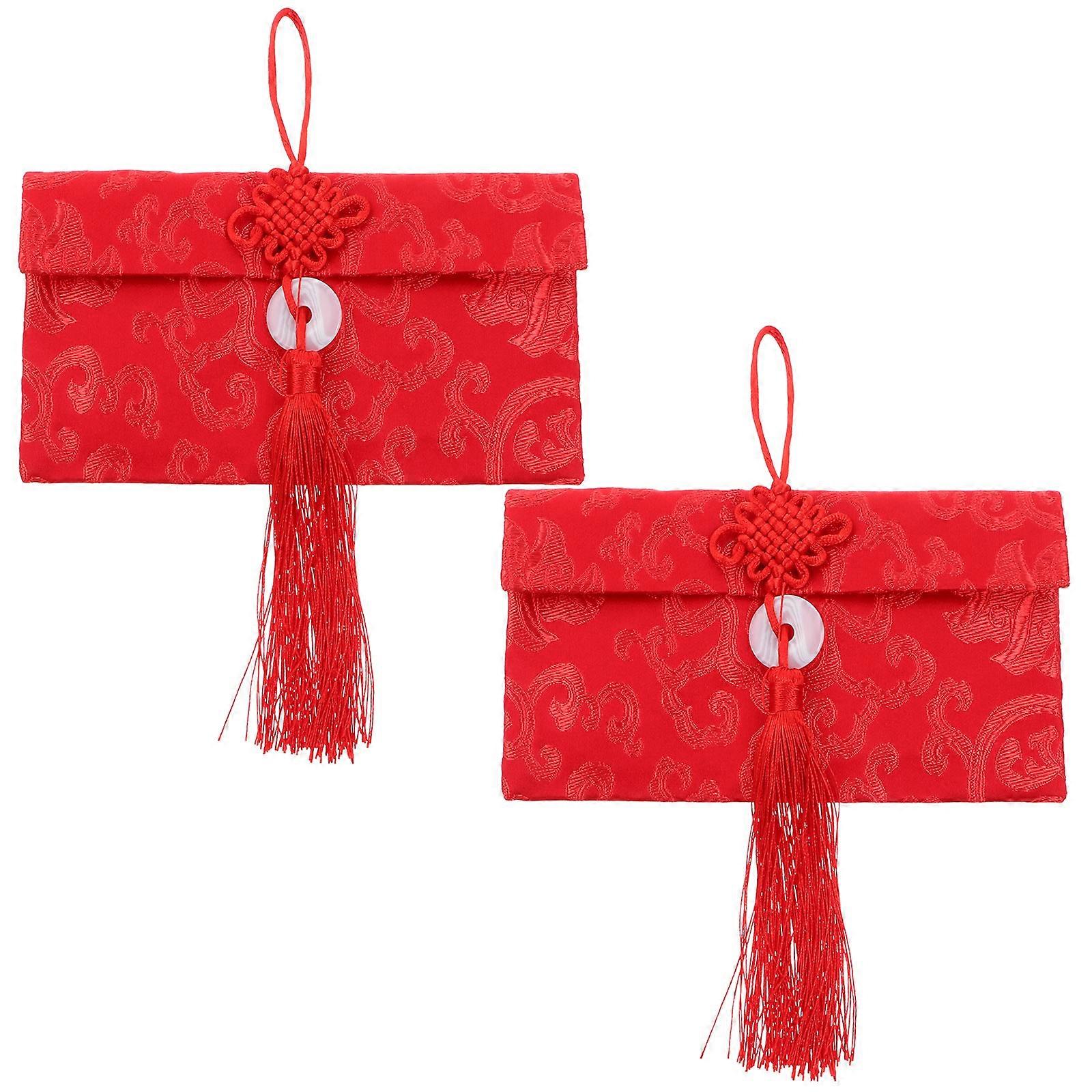 Brocade Red Envelopes for Celebration 4Pcs Gold Stamping Red Packets