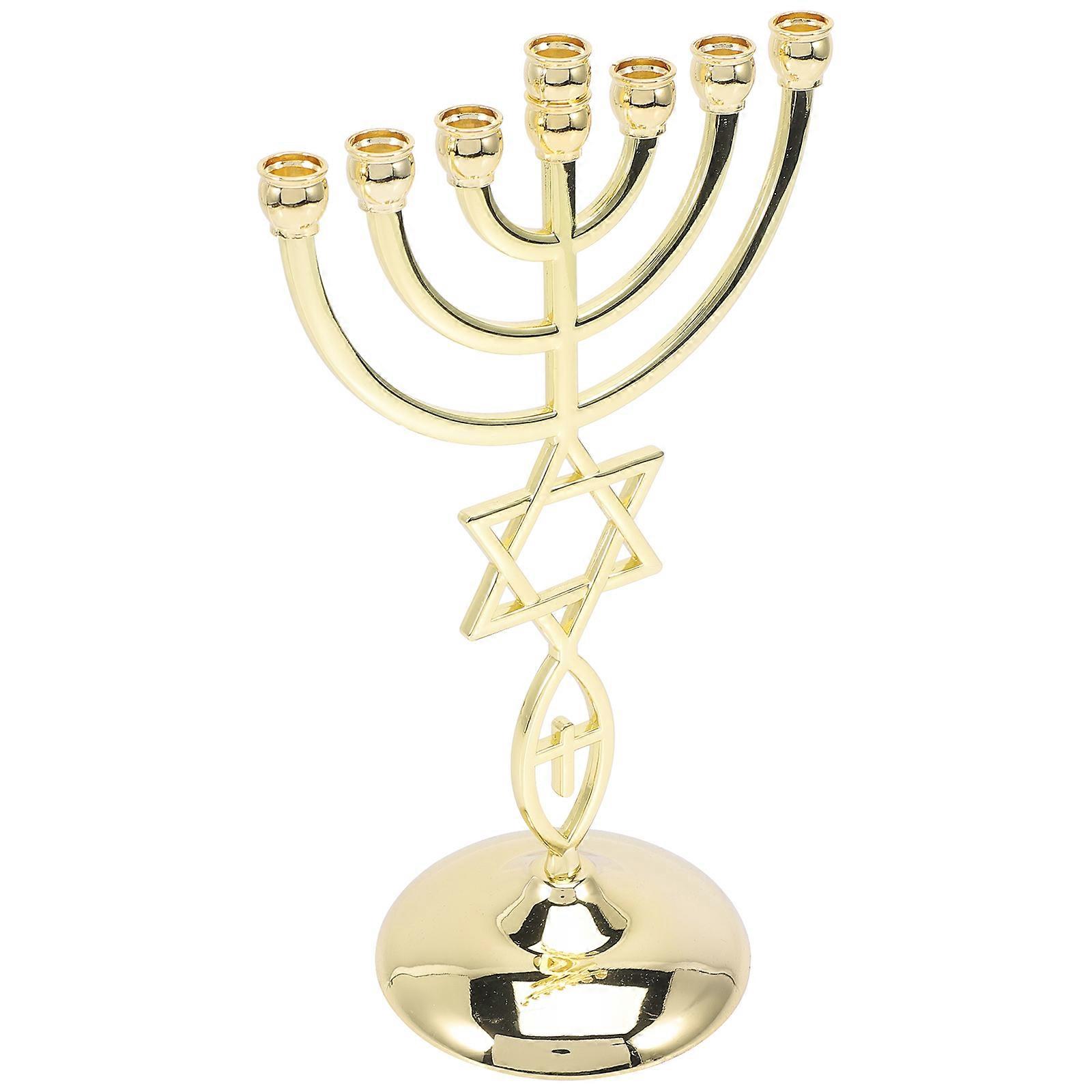 Golden Metal Candle Holder with 7 Branches for Decorative Use 2Pcs Set