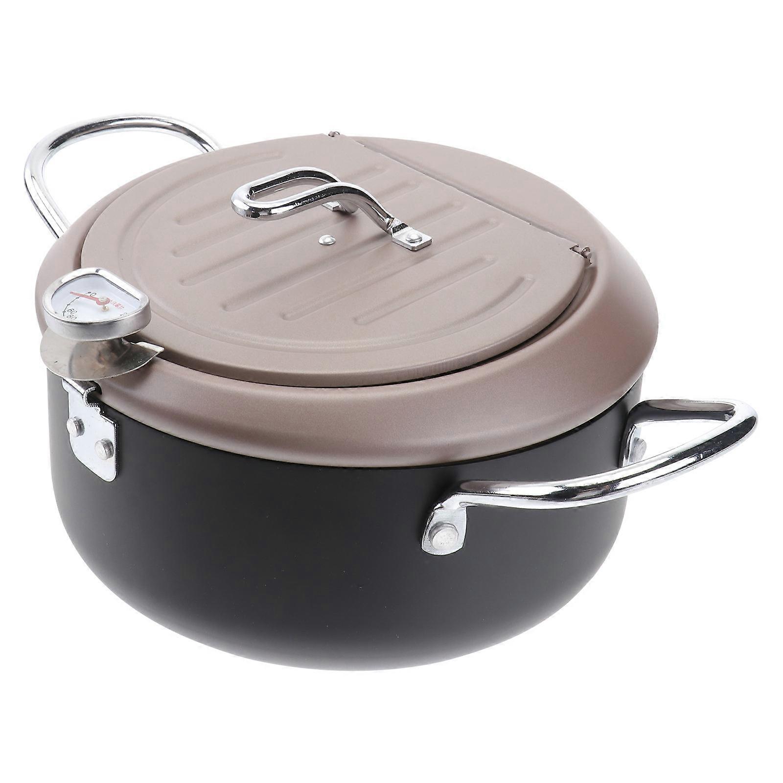 Japanese Style Frying Pot Cooking Tools for Frying 2Pcs Coffee Color