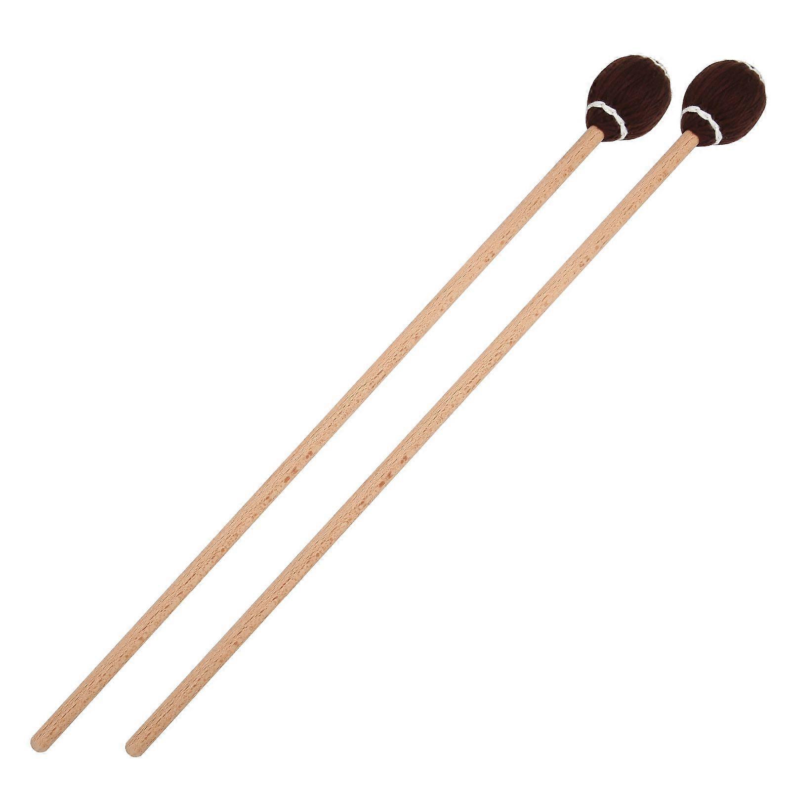 1 Pair Marimba Mallets Portable Maple Handle Wool Ball Sticks Percussion Playing AccessoriesBrown Ball