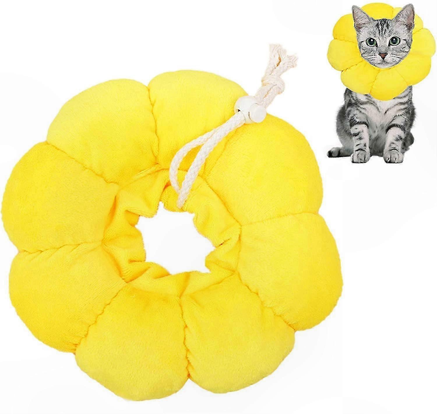 1 Piece Sun Flower Elizabethan Cat Recovery Collar, Adjustable Protective Collar with Soft Edge & Breathable Design for Pet Protection, Size M