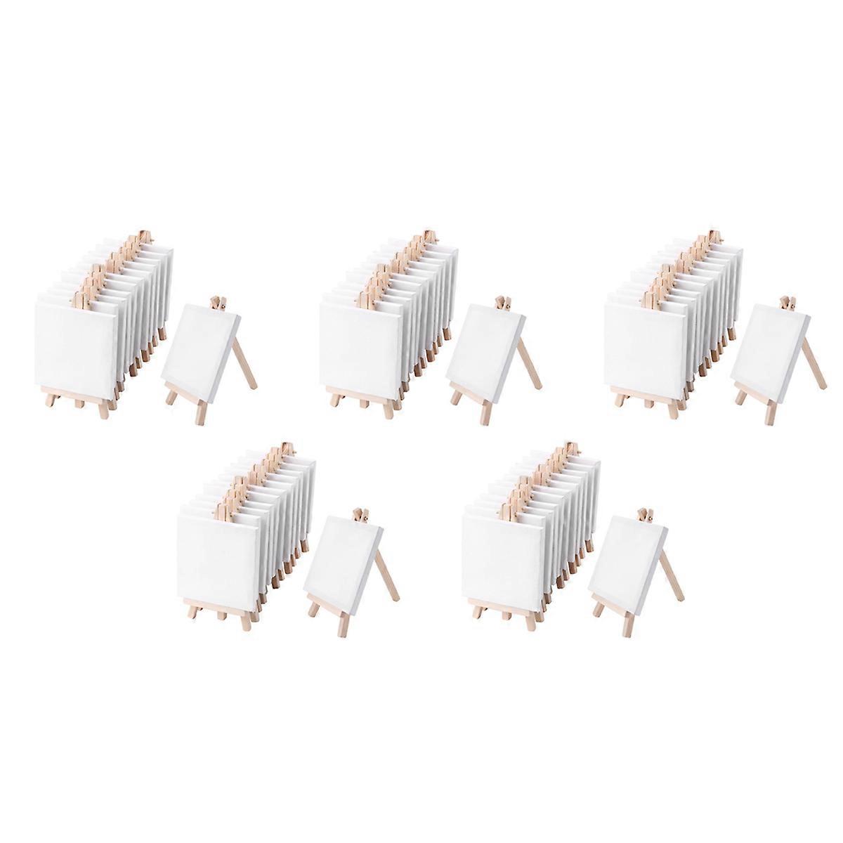4 By 4 Inch Mini Canvas And 8 x 16cm Mini Wood Easel Set 12 Pack