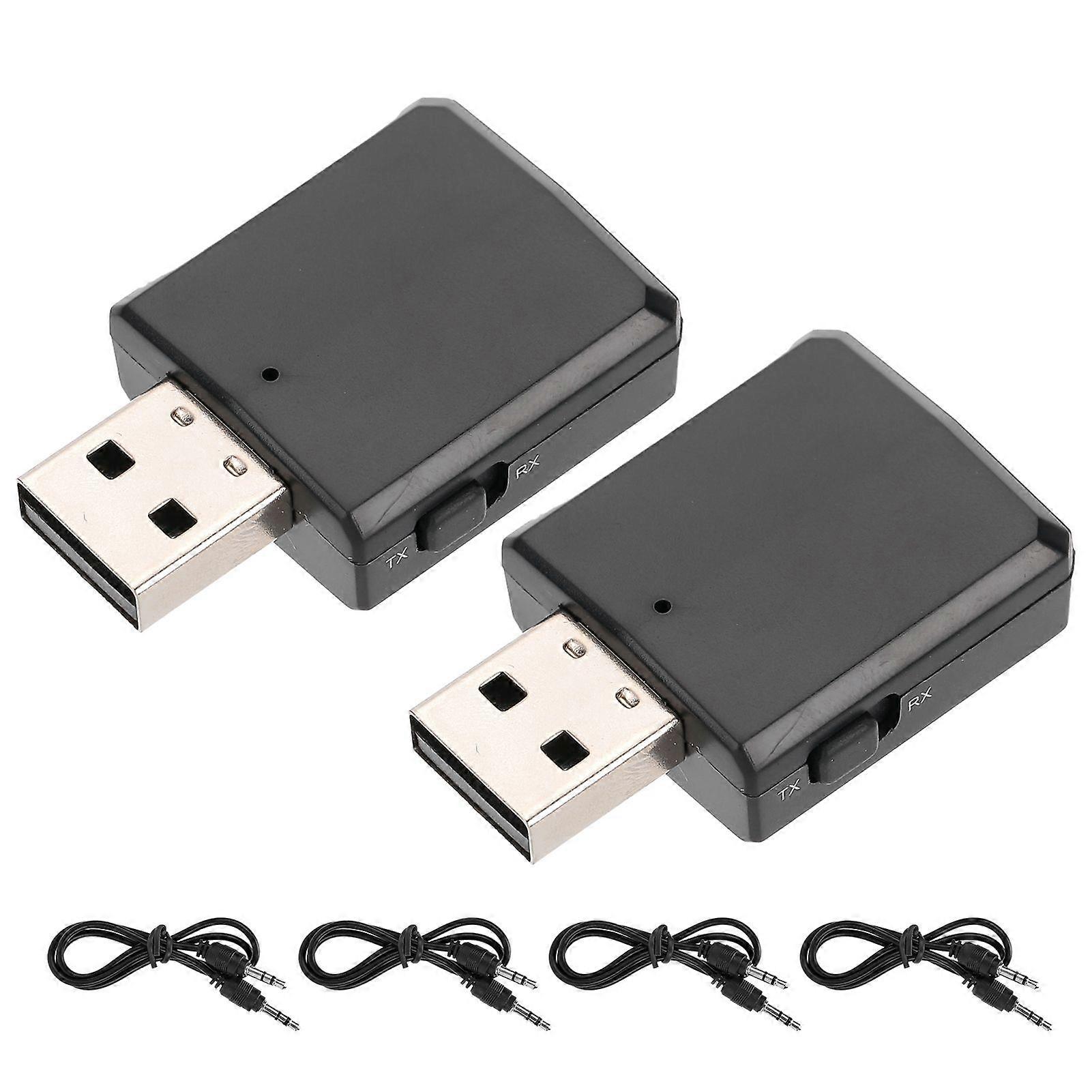 2Pcs Bluetooth 5.0 Audio Transmitter Receiver 2 in 1 Adapter for TV Car Computer
